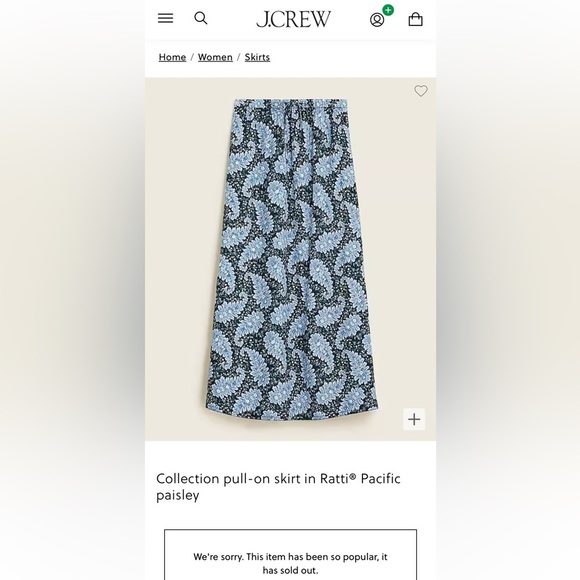 J.Crew Collection pull on skirt in Ratti pacific Paisley NWOT - Picture 2 of 11